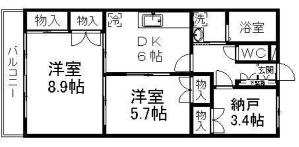 荒巻中央ハイツＡ棟の物件間取画像